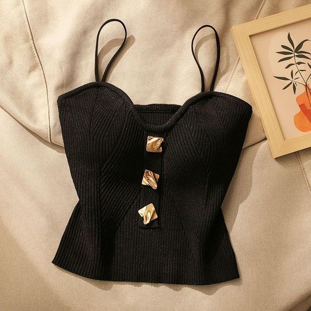 ng2510292 2025 Summer New Style Little Knitted Tube Camisole Vest Inner Women's Outer Wear Sleeveless Beautiful Back Short_ecoleips.com