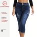 Women's Stretch High-Waisted Cropped Jeans – Slim Fit Denim Capri With Pocket Detail (Dark Blue, S-XL, Comfortable Plus Size Summer Pants)_ecoleips.com