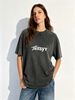 Vintage Sand Washed Oversized Women Tee, Simple Solid Color Crew Neck, Airy Light Fabric Casual Short Sleeve For Youth Female Street Style_ecoleips.com