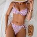 Women Pink Ditsy Floral Bikini Set Underwire Push Up Spaghetti Strap Front Knot Bikini Top Side Tie Cheeky Bottom Summer Beach Bathing Suit_ecoleips.com