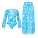 Women's Clothing Summer New Spring One Piece Swimsuit Travel Vacation Set Long Sleeve Shell Printed Swimsuit Women's Long Dress_ecoleips.com
