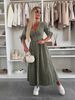 K New Women's Fashionable And Sexy V-neck Long Button Denim Dress_ecoleips.com
