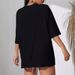 Women's Casual Black T-Shirt round Neck Short Sleeve Heart Letter Print Loose Fit European American Style Simple Sports Top_ecoleips.com