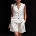 Women's Clothing Women's Linen-Blend Vest And Shorts Set: Breathable Two-Piece Outfit For Casual Style_ecoleips.com