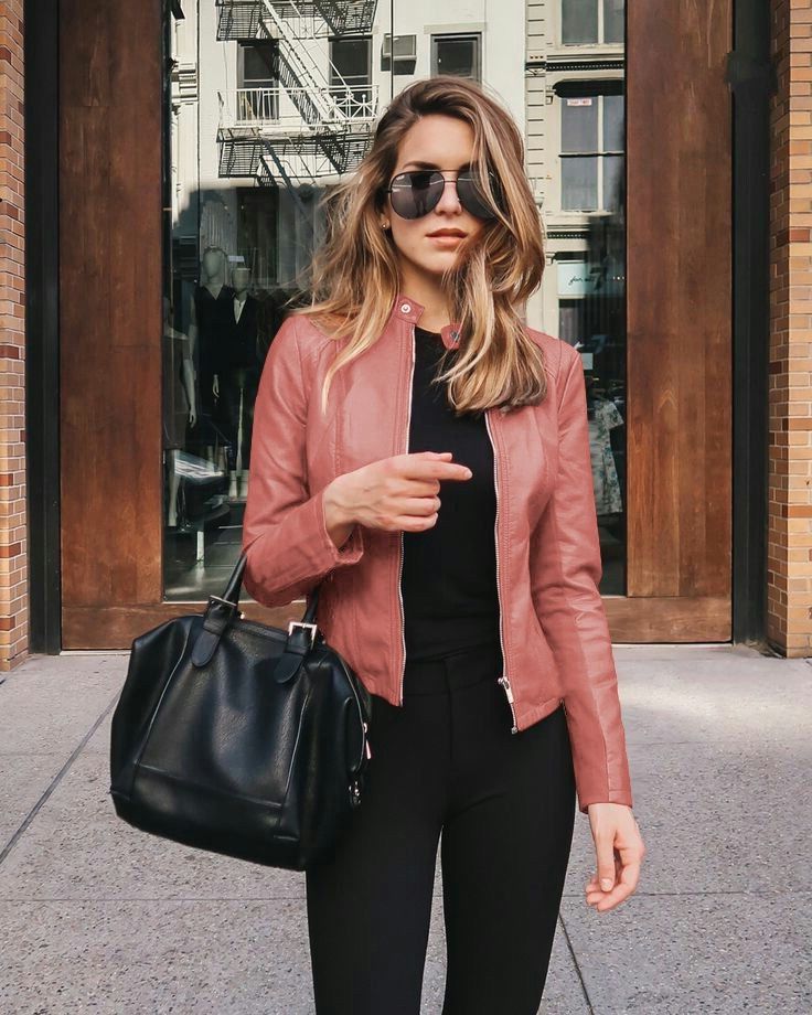 Women's Faux Leather Blazer Jacket, Fashion PU Trench Coat For Autumn Winter, Versatile Slim Fit Office Casual Outerwear_ecoleips.com