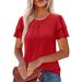2026 Women Fashion Short Puff Sleeve Top Sweet Ruffle Trim Blouse_ecoleips.com