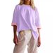 Relaxed Fit Cotton T-Shirt For Women, Ribbed Knit Panel Casual Tee, Soft Breathable Everyday Top With Color Block Design_ecoleips.com