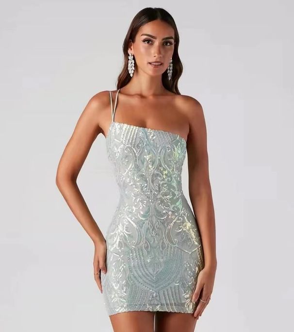 Sequin-Embellished Bodycon Mini Dress – Strappy Sleeveless Party Dress In Purple/Green/Blue (XS-L, Stretch Fit, Clubbing & Date Night Essential)_ecoleips.com