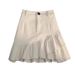 White Denim High-Waisted Mini Skirt for Women Spring/Summer New Style Irregular Ruffle A-Line Anti-Exposure_ecoleips.com
