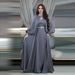 Verve MQ072 Muslim Women's Two-Piece Set With Rhinestones And Shiny Sequins Fashion Satin Abaya_ecoleips.com