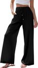 Suitable For All Seasons 2024 Women's New Linen Summer Drawstring Flowing Wide-Leg Beach Pants With Pockets_ecoleips.com