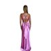 Women's Sexy V Neck Backless Lace Up Satin Maxi Dress – Elegant Party Evening Gown_ecoleips.com