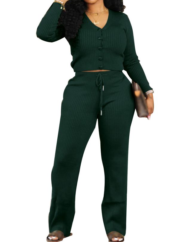 Women's Clothing V Neck Two Piece Set Cute Casual Wear Comfortable Fabric Elegant Style_ecoleips.com