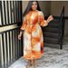 Women's Clothing Print Round Neck Long Sleeve Large Size Waist Dress_ecoleips.com