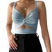 European And American Foreign Trade Women's Tank Top With Ins Twist Elastic Straps, New V-neck, Backless, Small_ecoleips.com