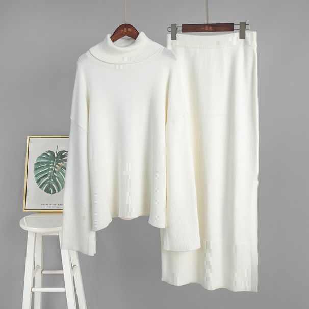 Cross-Border Knitted For Women, European American Style, 2025 Autumn And Winter New Elegant Loose Sweater With Slit_ecoleips.com