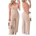 European And American Cross-Border Sexy Backless Set Wide-Leg Women Camisole Vest Solid Color Straight-Leg Pants_ecoleips.com
