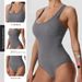 Women's Clothing Seamless Knitted One-piece Sexy Ribbed Tight Sleeveless Square Collar Vest With Chest Pad Yoga Fitness Wear_ecoleips.com