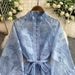 Elegant Female Palace Style Dress French High End Tie Waist Hollow Embroidery Single Breasted a Line Skirt for Women_ecoleips.com