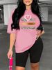 Summer Women's Casual And Fashionable Leopard Print Heart-shaped Printed Loose T-shirt+shorts Two-piece Sportswear Suitable For Daily Wear-32_ecoleips.com
