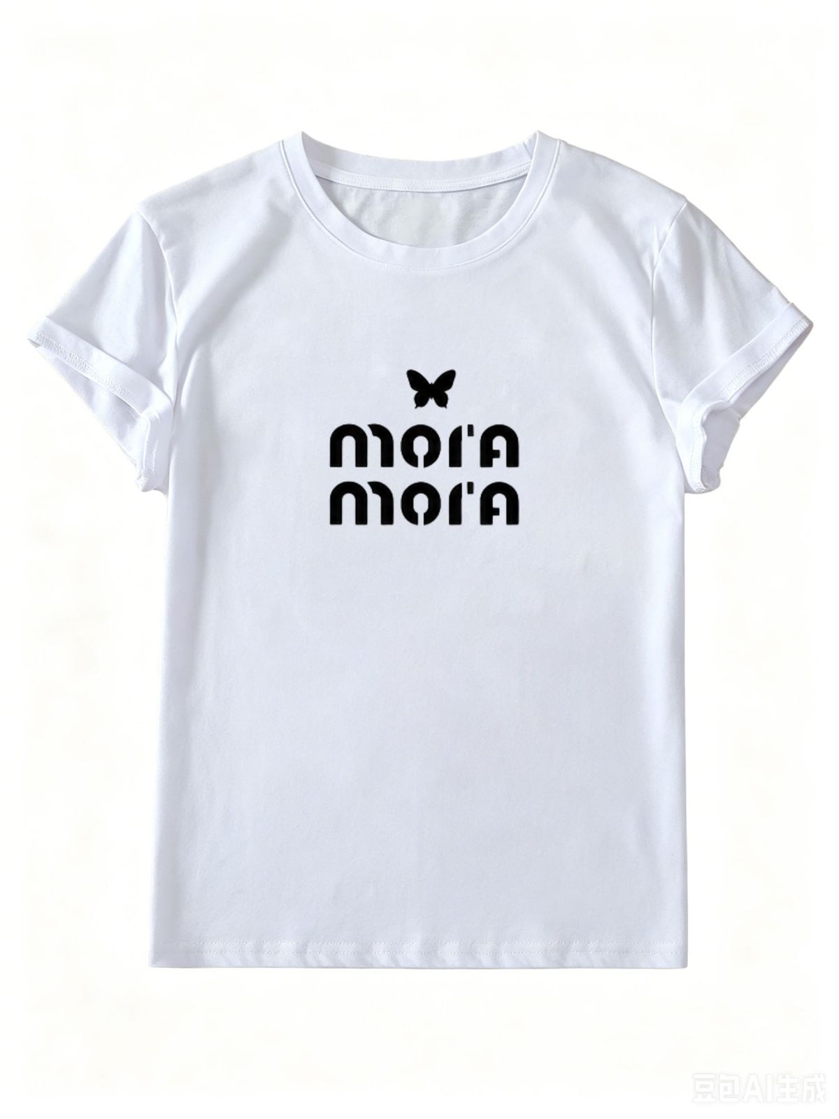 Black And White Color Cotton T-Shirt, Ladies Crewneck Casual Top For 2026 Summer_ecoleips.com