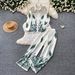 Retro Print Two Piece Set For Women Polo Collar Long Sleeve Shirt And Wide Leg Pants Elegant Commuter Suit_ecoleips.com