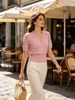 Loose V Neck Knit Blouse, Soft Skin-friendly Shirt_ecoleips.com