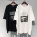 Korean Style Ulzzang Women's T-Shirt Spring/Summer Mid-Length Loose Short Sleeve Beautiful Figure Print Fashion Top_ecoleips.com