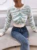 Leopard Print Women's Short Sweater O-Neck Knitted Pullover Tops Elegant Autumn Winter Fashion Knitwear Jumper_ecoleips.com