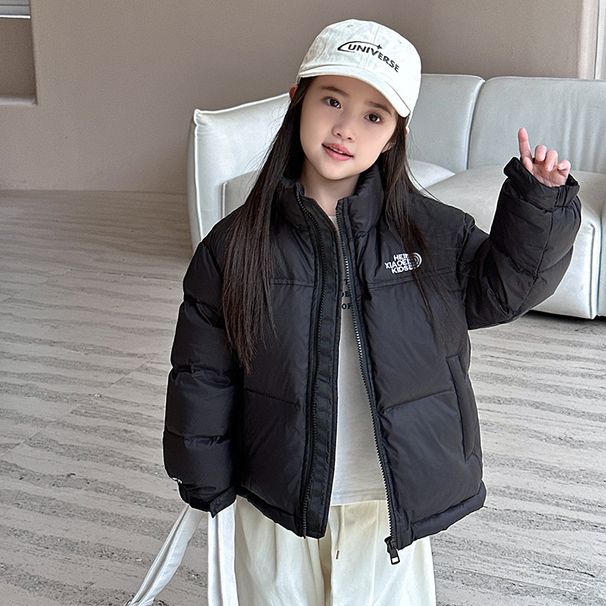 Korean-Style Kids’ Down Jacket – Lightweight Stand Collar Puffer Coat For Boys & Girls (Red/Black/Pink, 110-160cm)_ecoleips.com
