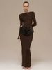 Elegant Solid Color Women's Bodycon Dress Long Sleeved Slim Fit Pleated European American Style For Autumn Winter New Socialite Style_ecoleips.com