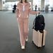Color Block Women's Two Piece Set Long Sleeved Jacket And Striped Straight Leg Pants Casual Clothing_ecoleips.com