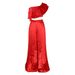 Women's Two Piece Set Off Shoulder Backless Ruffled Top Wide Leg Pants Casual Fashion Full Length Polyester_ecoleips.com