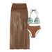 Women's Sexy Two Piece Swimsuit Wrap Skirt Three Piece Bikini Set European American Style Beach Vacation_ecoleips.com
