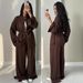 Women's Autumn/Winter Solid Color Shirt And Wide Leg Pants Set Casual Loose Fit European American Style with Buttons_ecoleips.com