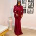 Spring Women's Solid Color Pleated Slim Long Dress Casual Elegant Fashion High End Socialite American Style_ecoleips.com