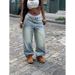 Vintage Washed High-Waisted Straight Leg Jeans For Women - Distressed Denim Pants With Ripped Details Comfortable Loose Fit Streetwear_ecoleips.com