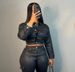 Women's PU Leather Blazer & Jogger Pants Set - Streetwear Suit With Beaded Details, Comfortable Lounge-to-Club Outfit (S-XXL)_ecoleips.com