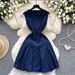 Summer Denim Dress – Bow-Tie Waist Wrap Mini Dress With Ruffled Hem (Breathable Polyester, S-XL)"_ecoleips.com