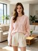 Lightweight Wave Hollow Pearl Decor Women Knit Jumper_ecoleips.com