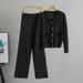 K New Fashion Set Pure Color Slim Fit Knitted Sweater Two Piece Set Female_ecoleips.com