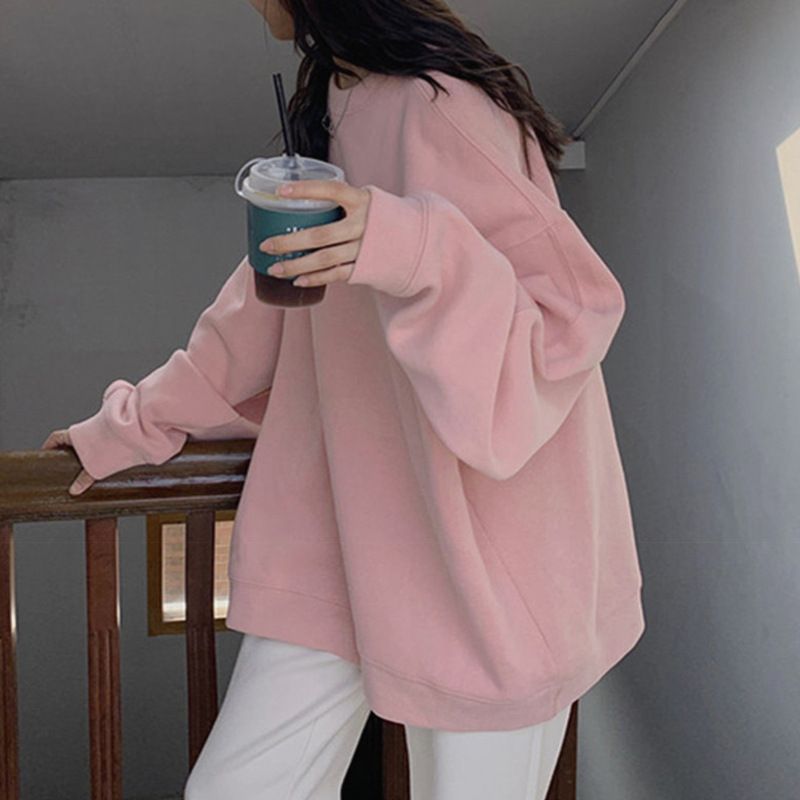 cotton Casual Sweatshirt Women, Spring Autumn Thin Loose-fitting Korean Style Trendy Student And Friendship_ecoleips.com