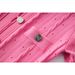Women's Clothing Elegant Style Short Sleeved Knit Dress With Ruffled Trim Silver Metal Buckle Round Neck Design Women's Dress_ecoleips.com