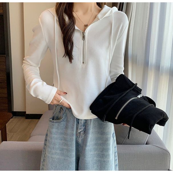 The Design Sense Is Niche Autumn Short Zipper Top Is Thin And Thin, Long-Sleeved Hooded Sweatshirt Is Foreign Women_ecoleips.com
