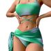 Women's Clothing Tie Dye Bikini Swimsuit Women's Three Piece Mesh Skirt Split Bikini_ecoleips.com
