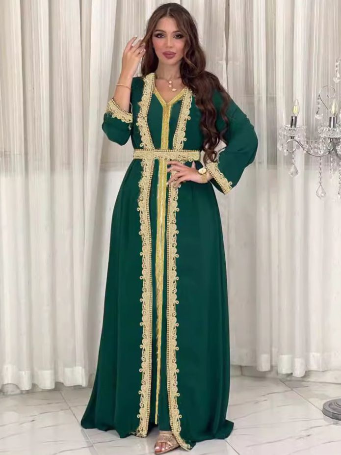Women's Clothing Long Sleeved Two Piece Arab Dubai Robe_ecoleips.com