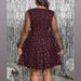 Plus Size V-Neck Mesh Evening Dress – Elegant Long Sleeve A-Line Dress With Sheer Panel – Stretch Polyester – Sizes 0XL-5XL (Black/Burgundy)_ecoleips.com