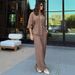 K New Women's Fashion Casual Hanging Long Sleeved Shirt With Collar And Pants Set_ecoleips.com