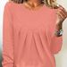 Essential Crinkle Texture Long Sleeve T-Shirt – Relaxed Fit Crew Neck Top In 8 Colors (White, Black, Wine Red)_ecoleips.com