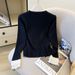 Women's Clothing Style Slim Fit Knit Top For Women Tie Waist Unique Design Autumn Chic Bulk Long Sleeve For Formal & Casual_ecoleips.com